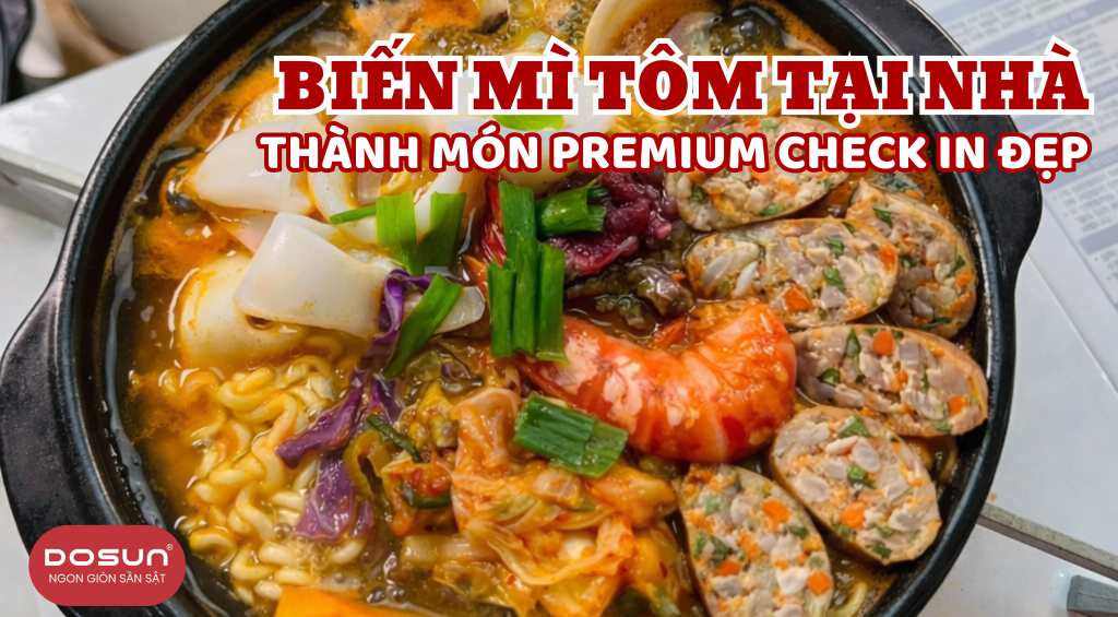 Mì tôm topping dồi sụn chiên giòn