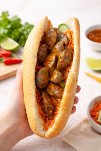 bánh mì dồi sụn bán chạy buổi sáng
