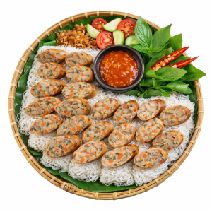 bánh hỏi ăn cùng dồi sụn