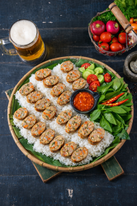 dồi sụn hấp ăn bánh hỏi