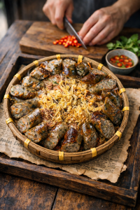 Xôi mặn topping dồi sụn và lạp xưởng